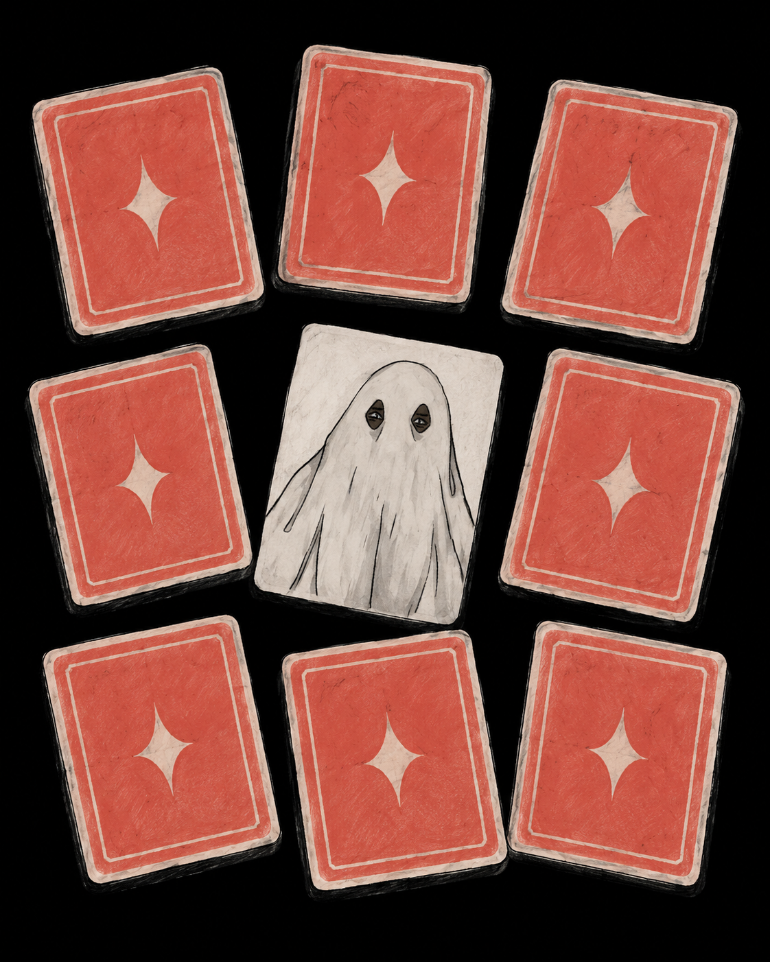 Monster memory cards with one ghost card revealed