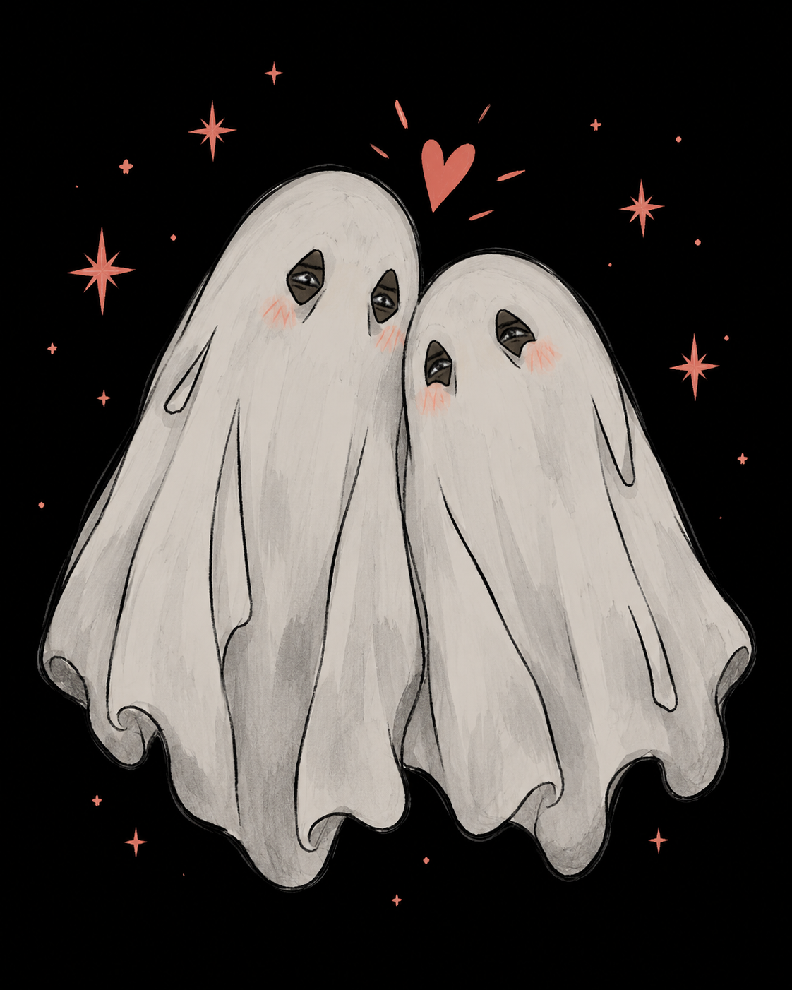 A matched pair of small ghosts glowing together